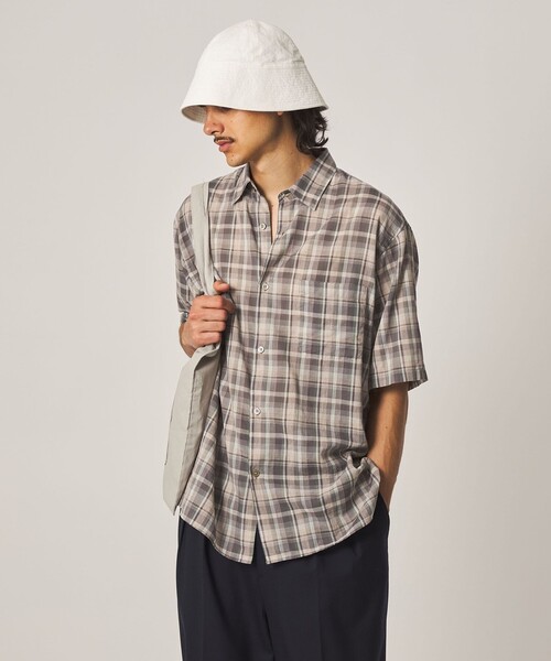 美品　スティーブンアラン　レギュラーカラー　シャツ　半袖　チェック　S STEVEN ALAN（スティーブンアラン） シャツ 半袖 マドラスチェック