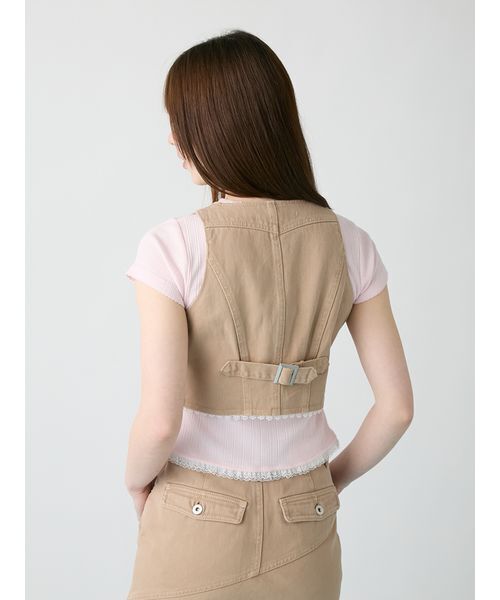 FURFUR（ファーファー） ベスト ジレ レースドッキングデニムベスト