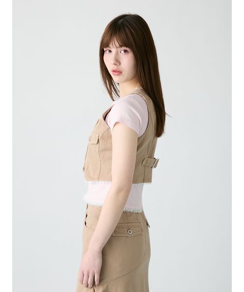 ベスト/ジレ furfur FURFUR（ファーファー） ベスト ジレ レースドッキングデニムベスト