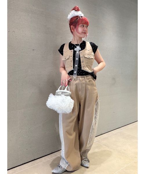 ベスト/ジレ furfur FURFUR（ファーファー） ベスト ジレ レースドッキングデニムベスト