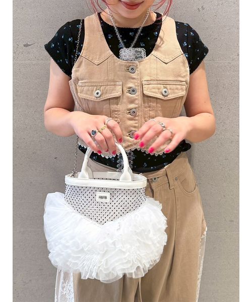 FURFUR（ファーファー） ベスト ジレ レースドッキングデニムベスト