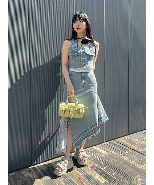 ベスト/ジレ furfur FURFUR（ファーファー） ベスト ジレ レースドッキングデニムベスト