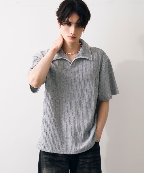 Shoowtime（ショウタイム） tシャツ Stitched-seam knit polo