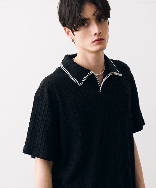 Shoowtime（ショウタイム） tシャツ Stitched-seam knit polo