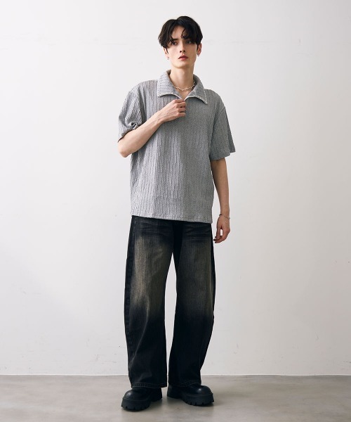 Shoowtime（ショウタイム） tシャツ Stitched-seam knit polo