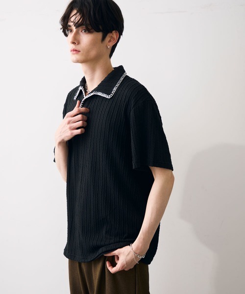 Shoowtime（ショウタイム） tシャツ Stitched-seam knit polo