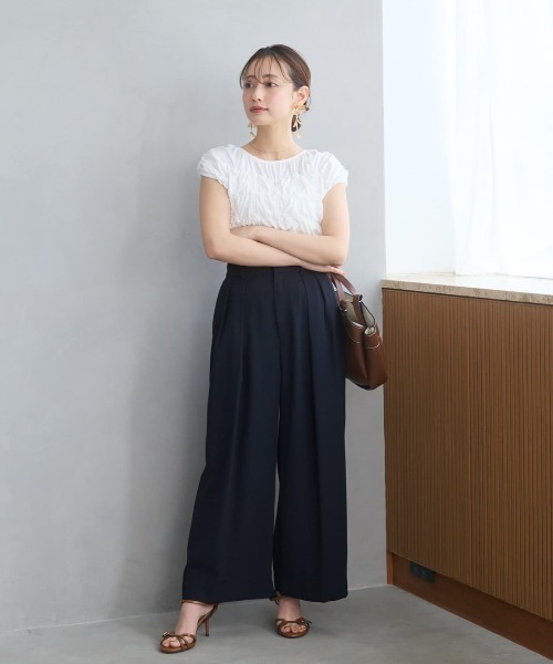 COHINA（コヒナ） ワイドパンツ パンツ ツータックとろみマリンパンツ