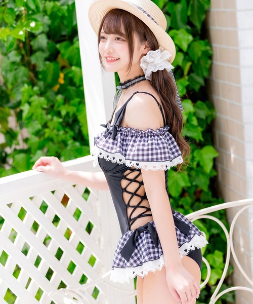DearMyLove 水着 クロミレースアップワンピース水着 レディース