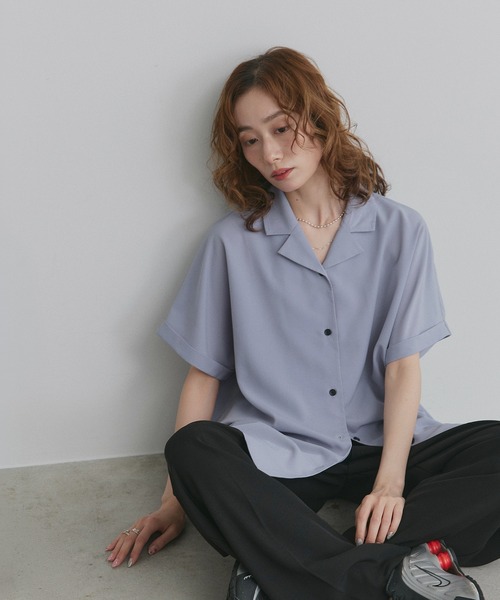 ad thie（アドティエ） ブラウス シャツ 半袖 ジョーゼットオープン