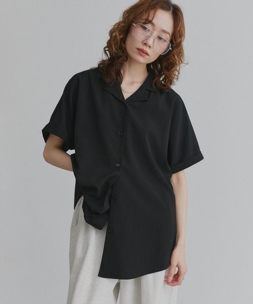 ad thie（アドティエ） ブラウス シャツ 半袖 ジョーゼットオープン