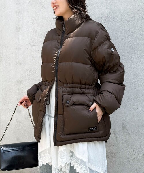 【美品】ダーバン ステンカラー ダウンコート ジャケット ブラウン サイズL TAION（タイオン） ダウンコート ダウンジャケット 「別注」「TAION