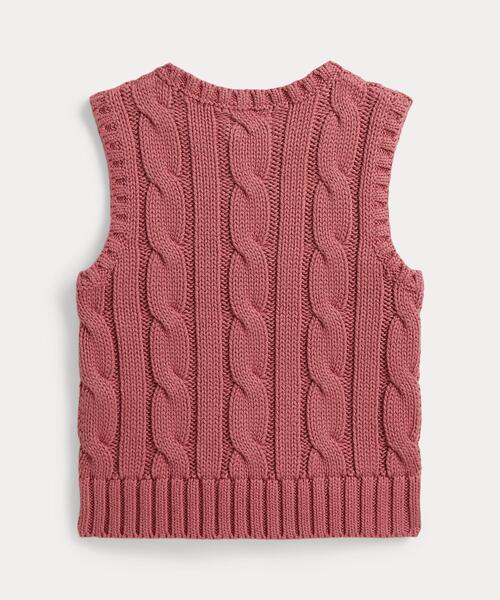 NattsuPolo by Ralph Lauren ニットベスト ピンク Polo Ralph Lauren Childrenswear ラルフローレン ベスト ケーブル