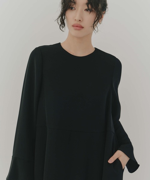 セレモニースーツ セットアップ Aラインロングスリーブワンピース「ブラックフォーマル対応」冠婚葬祭 礼服 喪服 入学式 卒業式 七五三 お宮参りの画像