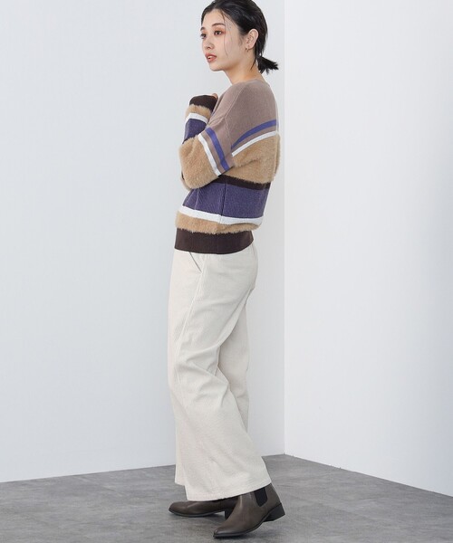 BEAMS HEART ニット セーター 立体ボーダー レディース