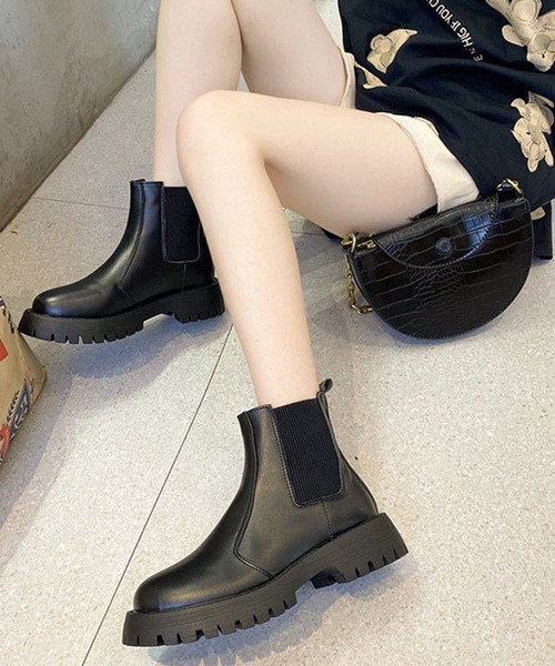 ♡】COCODEAL サイドゴアショートブーツ ブラック Sサイズ サイドゴア