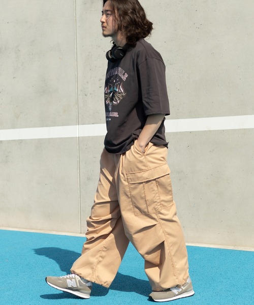 ワイドパンツ カーゴパンツ TCツイルワイドカーゴパンツ/ミリタリー