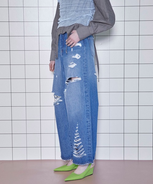 パンツ デニム ジーンズ レディース 2way High Damage Denim Pants/2WAYハイダメージデニムパンツ「MAISON SPE｜zozo｜11