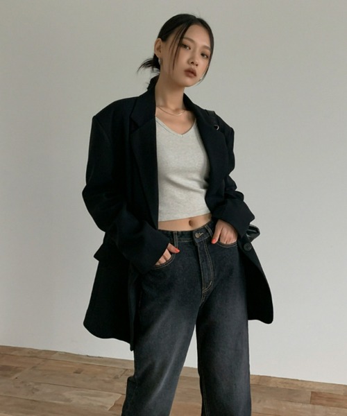 BLACKUP tシャツ 「MADE」 コトムVネッククロップ長袖Tシャツ