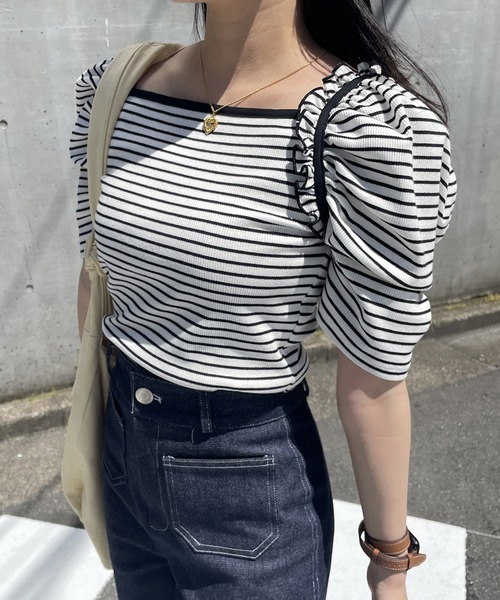 tシャツ パフ袖パワショルトップス「RL」 レディース