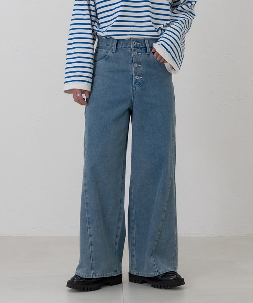 パンツ デニム ジーンズ メンズ 「SET UP可能」WIDE SEMI-FLARE DENIM PANTS / ワイドセミフレアデニムパンツ｜zozo