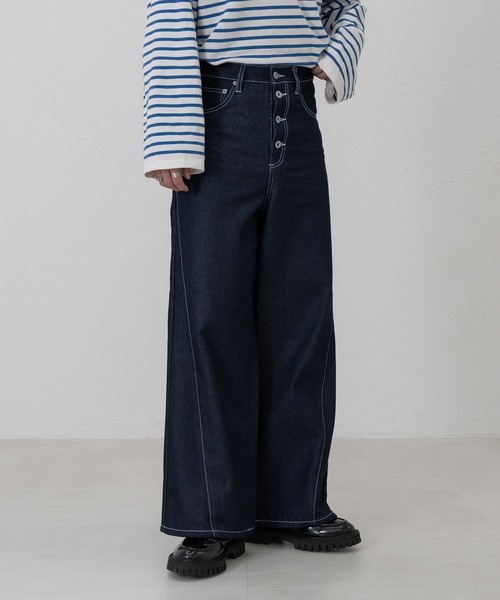 パンツ デニム ジーンズ メンズ 「SET UP可能」WIDE SEMI-FLARE DENIM PANTS / ワイドセミフレアデニムパンツ｜zozo｜06