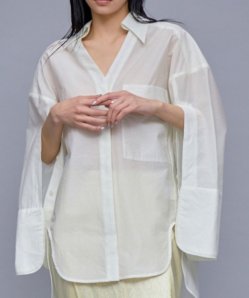 ブラウス シャツ 「ZOZO限定商品」DETACHABLE COLLAR SHEER BIG SHIRTS / デタッチャブルカラーシアービッグシャツ