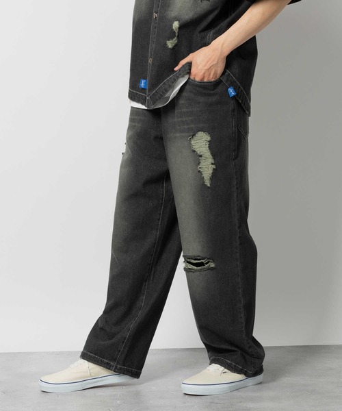Jinページ 秋再入荷]スリットポイントワイドデニムパンツ | ファッション