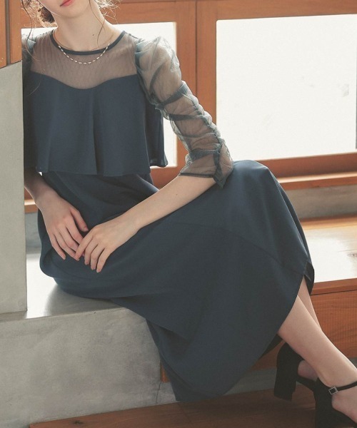dorrydoll お呼ばれワンピース　Sサイズ Dorry Doll ドレス ギャザースリーブIラインドレス結婚式
