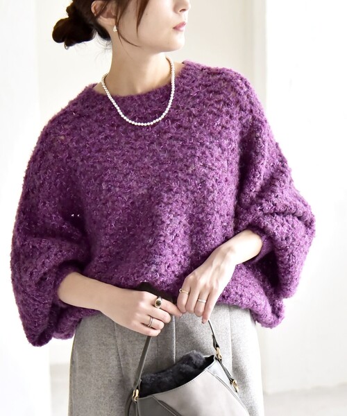 本物 ルイヴィトン 装飾 スパンコール レース 切替 長袖 ニット