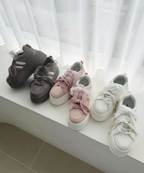 one after another NICE CLAUP スニーカー プラットフォームリボン