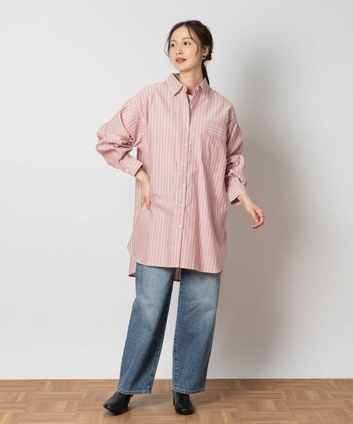 【SEAL限定商品】 Right-on ブラウス ストライプチュニックシャツ シャツ トップス