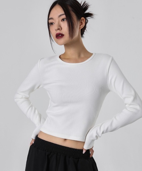 【タグ付き新品未使用品】PLAVE WHY? クロップトップ Tシャツ Mサイズ BLACKUP tシャツ 「MADE」 ポッキーズクロップ長袖Tシャツ