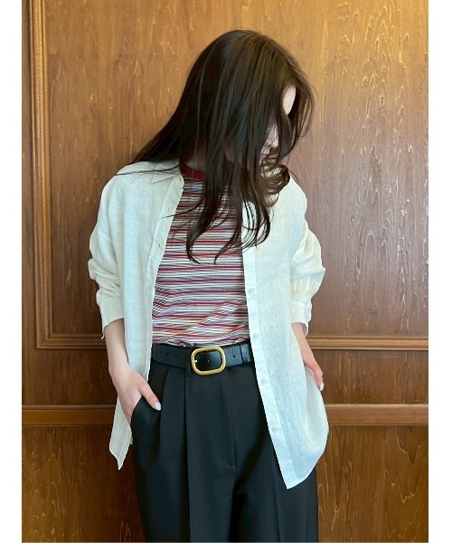 Mila Owen ブラウス シャツ フレンチリネンオーバーサイズシャツ