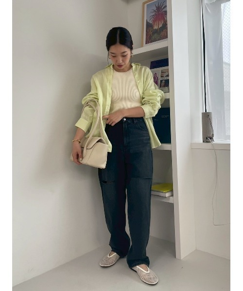 Mila Owen ブラウス シャツ フレンチリネンオーバーサイズシャツ