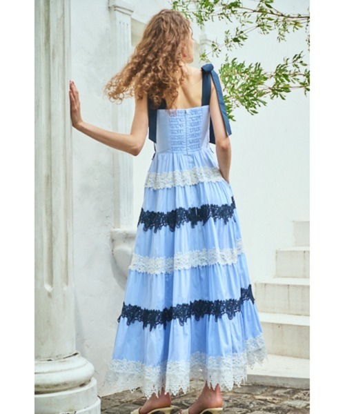 Estella.K ワンピース Saint-Tropez Lace Dress ボーダーレースドレス