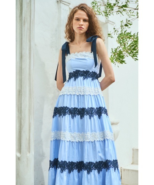 Estella.K ワンピース Saint-Tropez Lace Dress ボーダーレースドレス