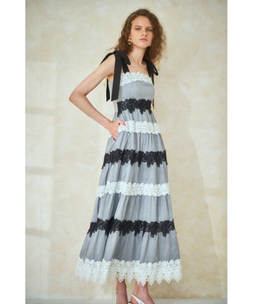 Estella.K ワンピース Saint-Tropez Lace Dress ボーダーレースドレス