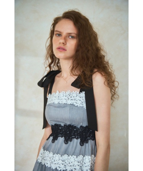 Estella.K ワンピース Saint-Tropez Lace Dress ボーダーレースドレス