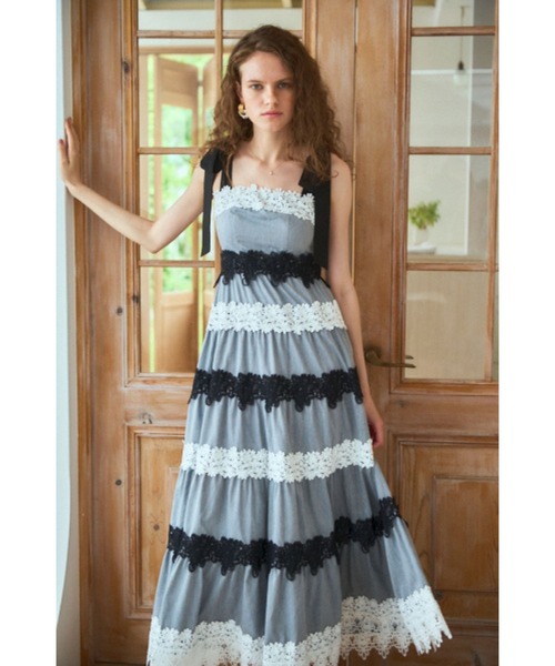 Estella.K ワンピース Saint-Tropez Lace Dress ボーダーレースドレス