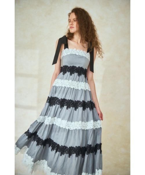 Estella.K ワンピース Saint-Tropez Lace Dress ボーダーレースドレス