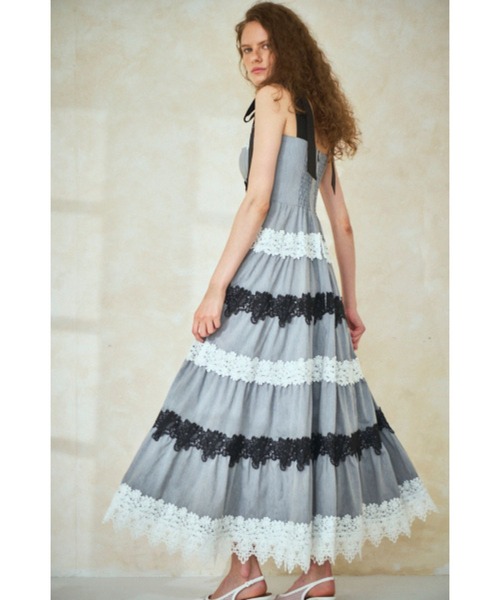 Estella.K ワンピース Saint-Tropez Lace Dress ボーダーレースドレス