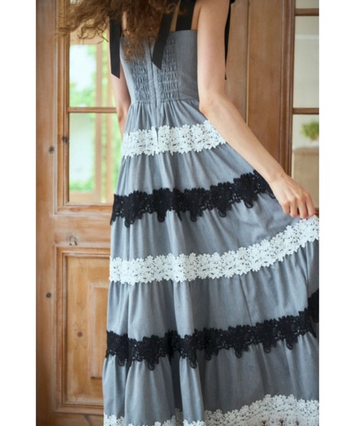 Estella.K ワンピース Saint-Tropez Lace Dress ボーダーレースドレス