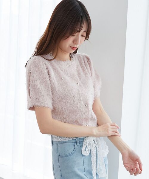 MAJESTIC LEGON（マジェスティックレゴン） tシャツ ふわふわビジュー