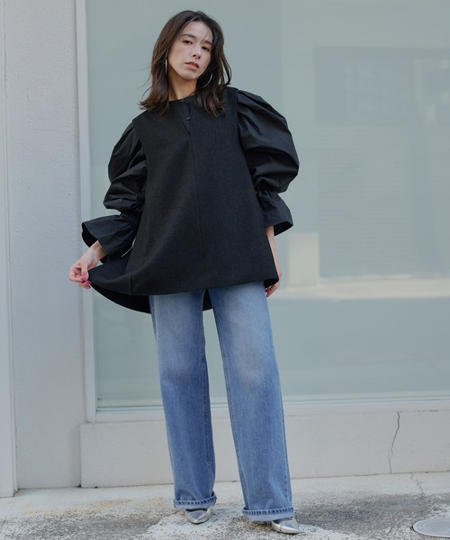 ベスト ジレ 「SINN」ツイードVネックトップス レディース Narcissus ベスト ジレ 「SINN」ツイードVネックトップス
