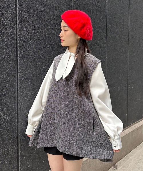 ベスト ジレ 「SINN」ツイードVネックトップス レディース Narcissus ベスト ジレ 「SINN」ツイードVネックトップス