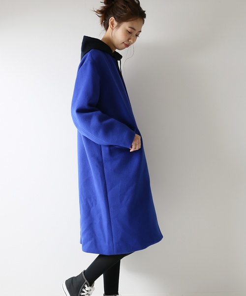 spick and span ノーカラーVネックリバーコート ネイビー　38 spick and span ノーカラーVネックリバーコート ネイビー 38