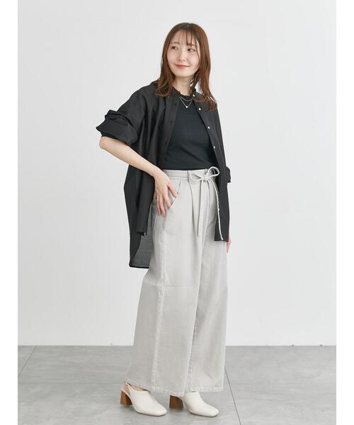 Te chichi TERRASSE パンツ ウエストリボンタックワイドデニム