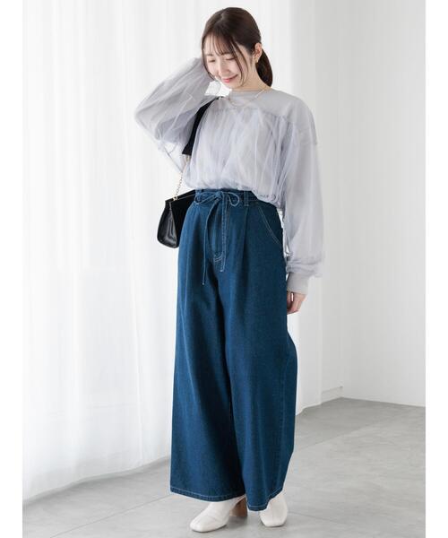 【Te chichi】テチチ(M)タック ワイドパンツ ウエストゴム ファスナー Te chichi】テチチ(M)タック ワイドパンツ ウエストゴム