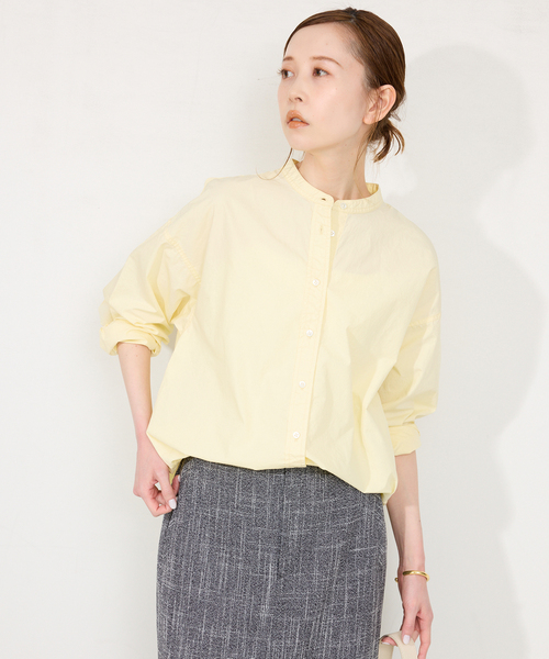 SLOBE IENA -  NAVY バンドカラーシャツ SLOBE IENA｜ROYAL NAVY/ロイヤルネイビー SLOBE別注 バンド