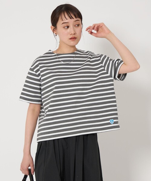 ORCIVAL - 新品　オーシバル　レディーストップスカットソープルオーバー　半袖Tシャツボーダー ORCIVAL オーシバル ボーダー ワイドショートスリーブ クルー